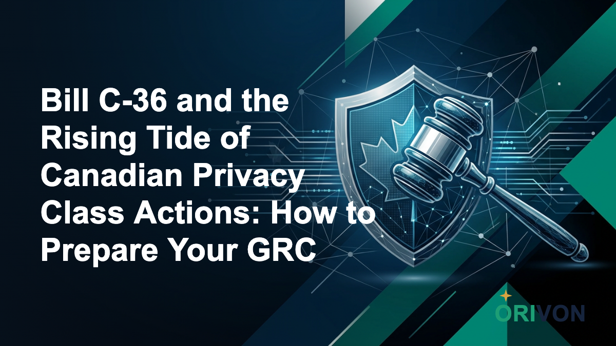 Cover illustration for the article “Bill C-36 and the Rising Tide of Canadian Privacy Class Actions: How to Prepare Your GRC Framework”
